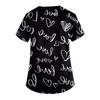 Women's V,neck Valentine's Day Printed Short,sleeved Pocket Side,slit Protective Suit Top