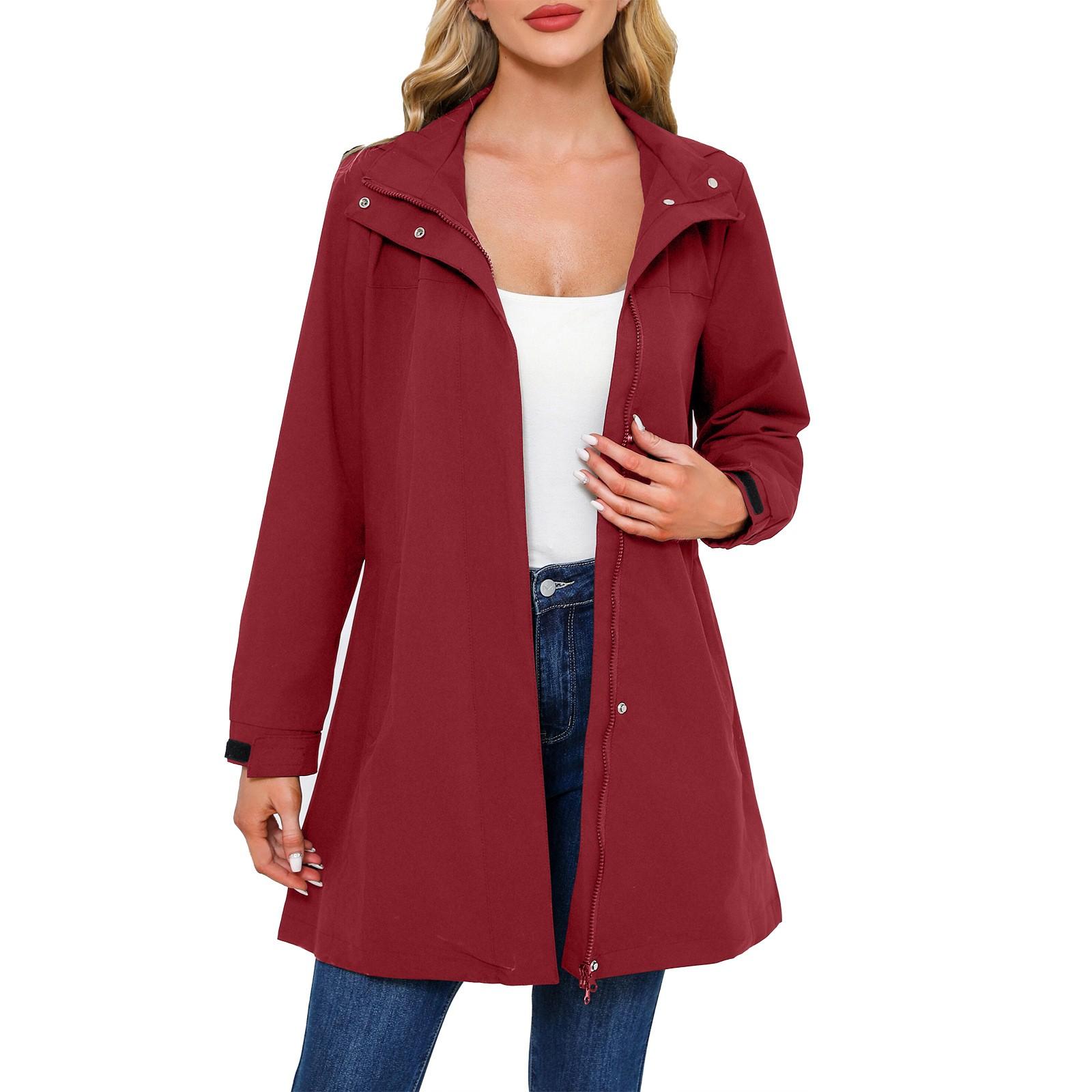 

Женская модная ветровка с лацканами, однотонная повседневная куртка с длинным рукавом XXXL винный