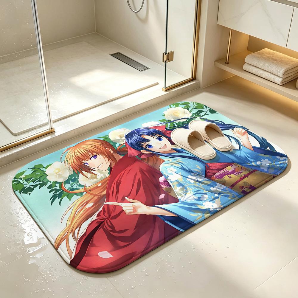 Rurouni Kenshin Floor Mat Bedroom Carpet, Bathroom Foot Mat, Doormat, Non-Slip Absorbent Multi-Use