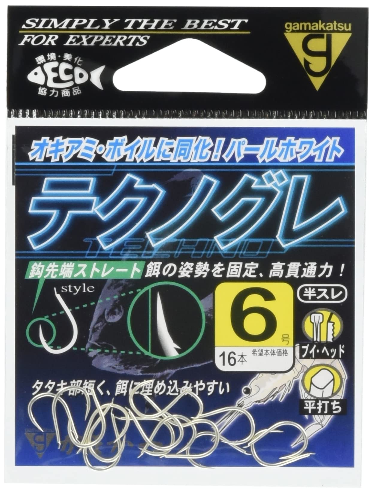 Gamakatsu Single Hook Technogre No. 7 16 Pieces Pearl White No. 7 (16 pieces)
