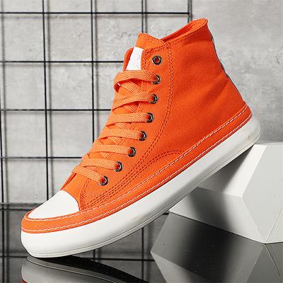 2024 Classic Yellow High Top Sneakers For Men Comfortable Lace-up Cnavas Shoes Men Flat Casual Vulcanize Shoes Men Espadrilles