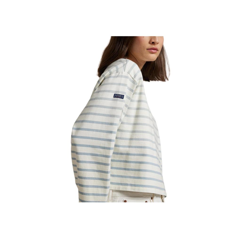 Polo Ralph Lauren Camiseta de Marinero de Algodón a Rayas Holgada para Mujer tops Azul Blanco WMPOKNINC020208-400
