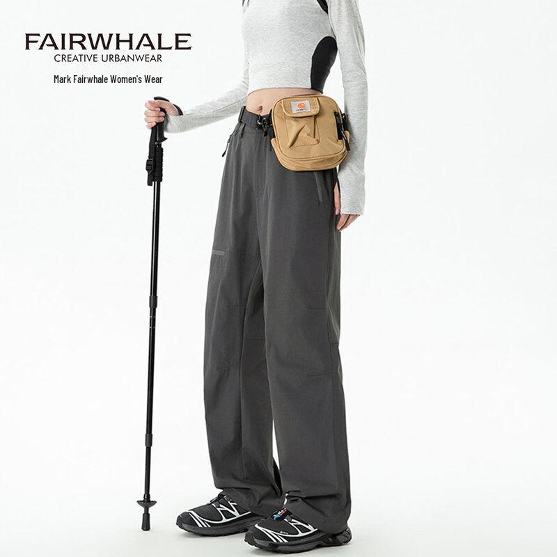 Mark Fairwhale Women's 2025 New Collection High-Waist Techwear Cargo Wide-Leg Pants