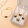 Butterfly Gold Plated Jewelry Set for Women Necklaces with Matching Earrings Bracelet Elegant Jewelry for Wedding Party Valentines Day Gift