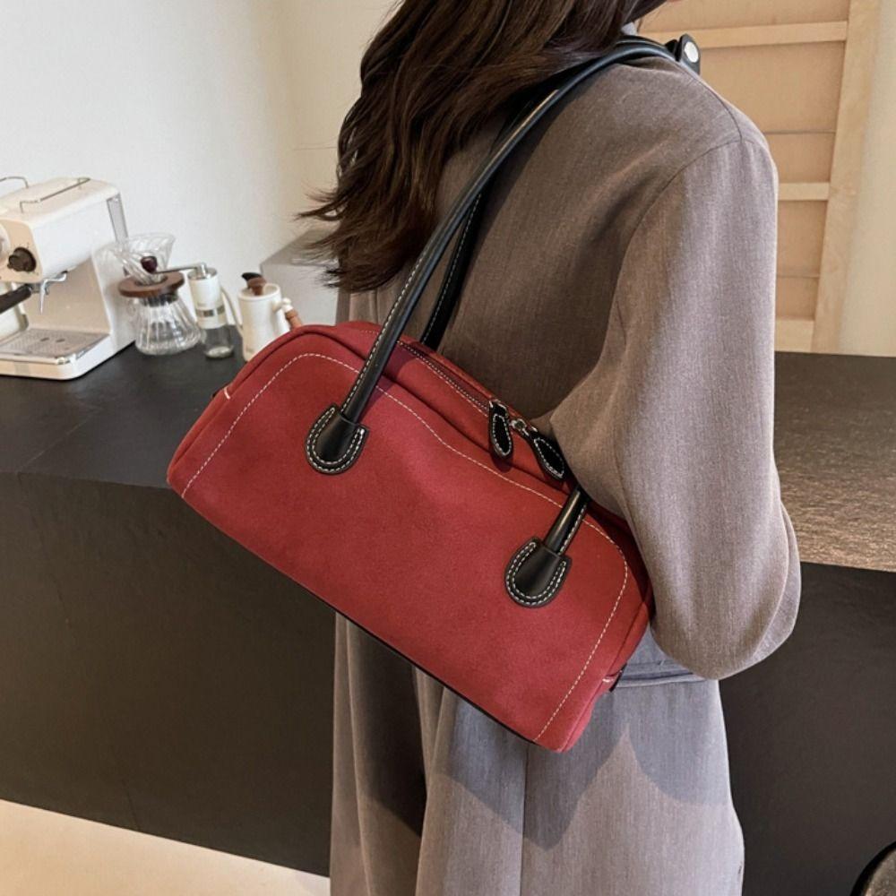 Aesthetic Faux Suede Bag Retro Single Shoulder Bag Fashion Underarm Bag  Winter