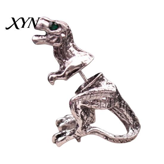 Non-fading Alloy Jewelry Piercing Earring, 3D Tyrannosaurus Rex Design Stud Earring Daily Wear Retro Distressed Dinosaur for Street Style Gift