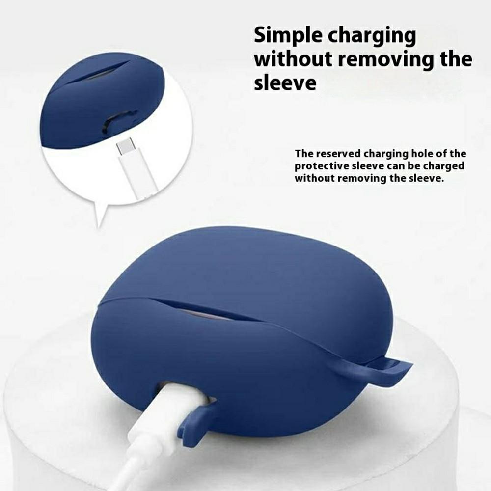 For QCY MeloBuds N50 Silicone Case Wireless Earphones Protective Cover with Anti-Lost Buckle