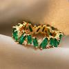 Bright Green Cubic Zirconia Ring Female Engagement Party Jewelry Noble Lady Fashion Wedding Ceremony Accessories Gift