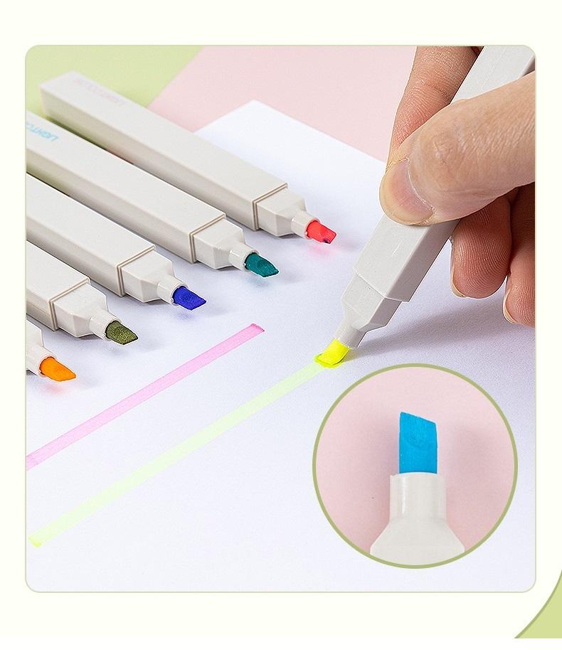 6pcs Light Color Highlighter Pen Set Soft Brush Art Marker Liner for Drawing Painting Office School