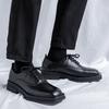 Men Fashion Square Toe Shoes Lace-up Oxfords Shoe Punk Rock Dress Black Stylish Genuine Leather Footwear  Designer Sneakers