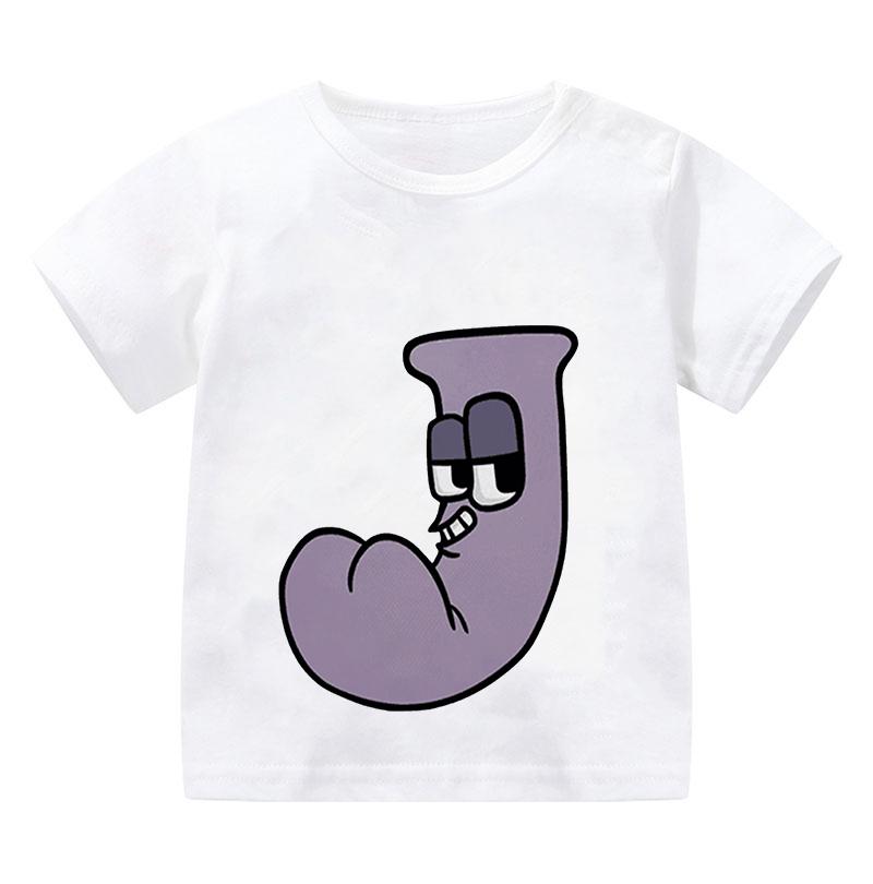 New Alphabet Lore T Shirt Print Cartoon Casual Summer Children Short-sleeved Anime T-shirt Kids Clothes Boy Game Series T Shirt