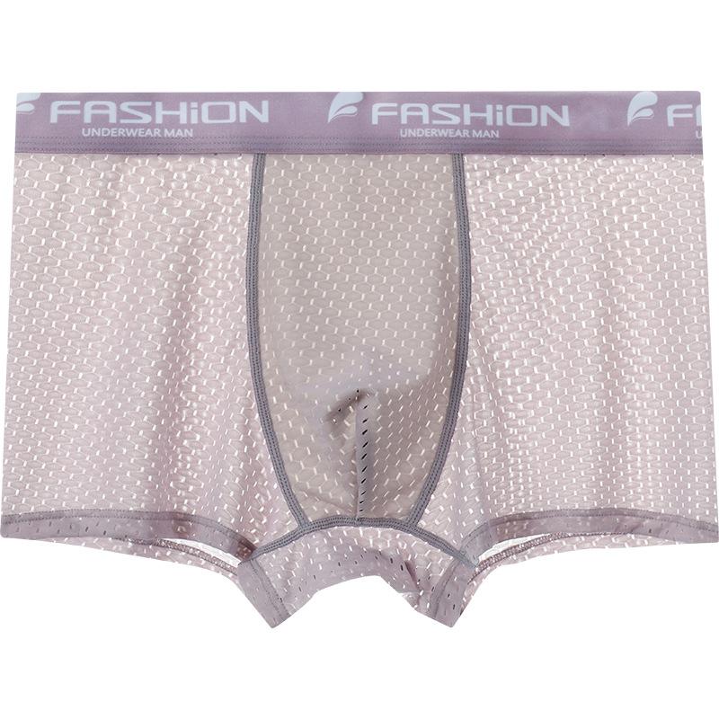 Men's Summer Thin Section of Breathable Mesh Non-trace Quick-drying Waist Boxer Briefs