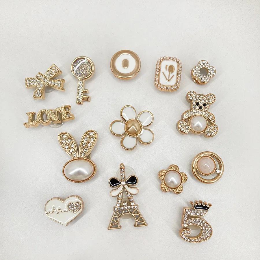 

14 шт. Стразы Искусственный жемчуг Шармы для обуви Значки, DIY Съемный декор для сабо CROCS Аксессуары