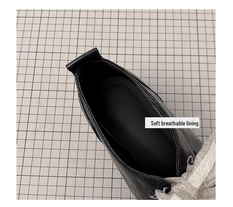 Retro Square Toe Chunky Heel Leather Ballet Shoes for Women