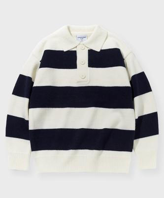 GLW Oversized Rugby Striped Knit Navy