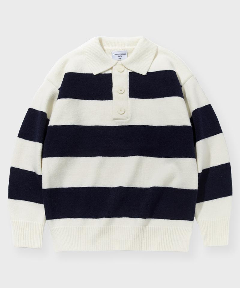 GLW Oversized Rugby Striped Knit Navy