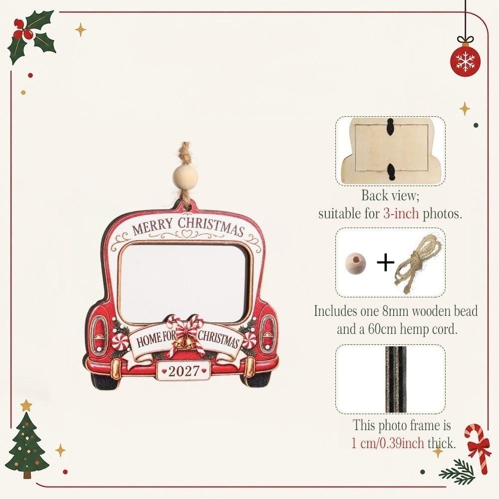 DIY Craft Pendant Christmas Photo Frame Wooden Xmas Tree Hanging Decor  Christmas Ornament