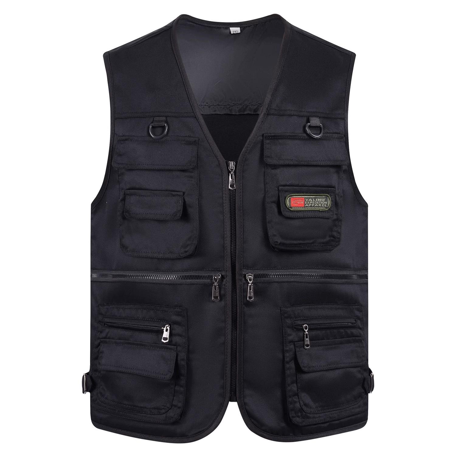 Herren Angler Fotografie Multi-Taschen Weste Outdoor Taktische Bergsteigen Sport Weste Einfarbig Atmungsaktiv Ärmellose Jacke M schwarz