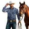 Camisa cárdigan básica de manga larga para hombre con dos bolsillos frontales para uso casual diario