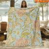 1pc 2D Flat Printing Spring And Summer New Arrival Fresh Floral Branch Theme Digital Print Blanket, All-Season Use, Casual Throw, 100% Polyester Fiber
