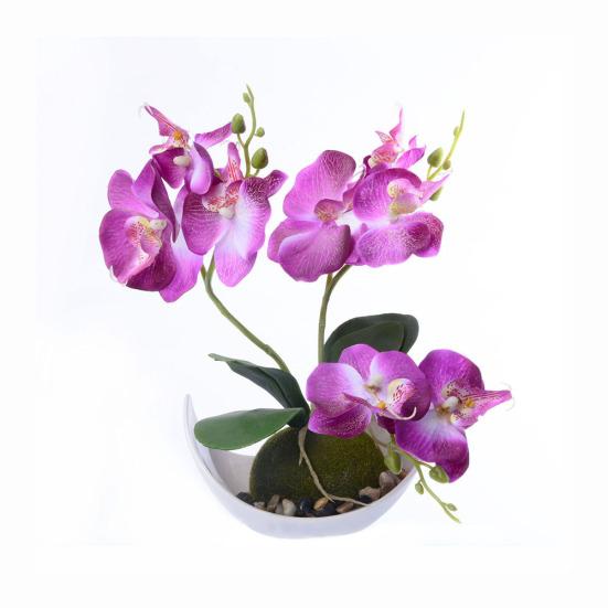 Artificial Butterfly Orchid Bonsai Fake Flower with Tray Home Table Decoration