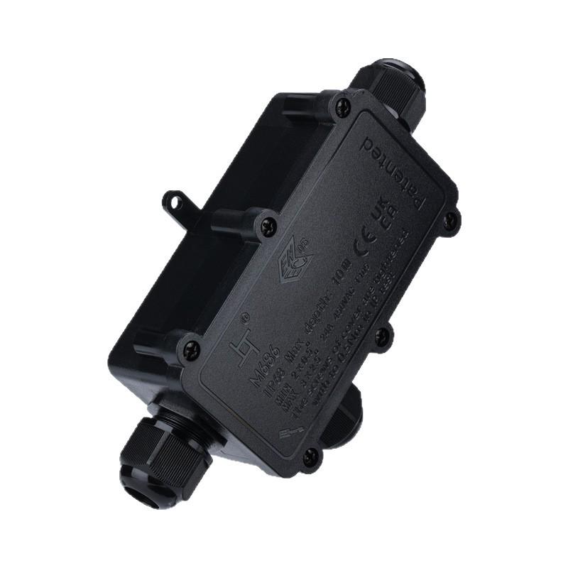 Hydraulická vodotěsná krabice pro kabelové konektory: Stříkající vodě odolná rozbočovací krabice 1 vstup / 2 výstupy pro vysoký výkon