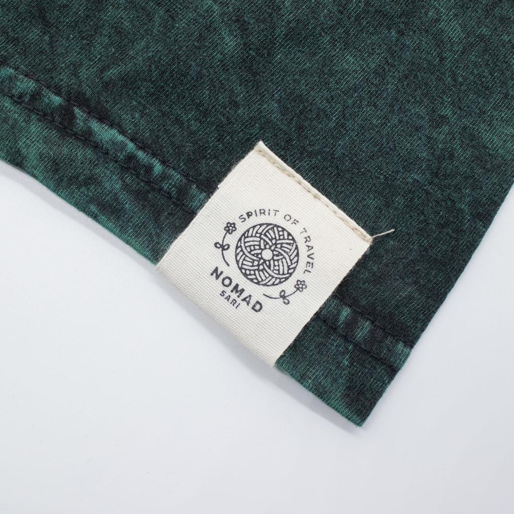 Nomad Sari Stonewashed Cotton T-Shirt - Tree of Life - Green - XL