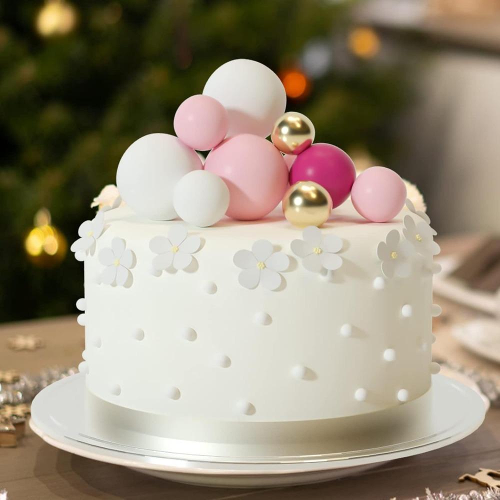 20Pcs Happy Birthday Cake Gold And Silver Foam Ball Wedding Party Birthday Cake Anniversary Party Decor DIY Christmas Decoration