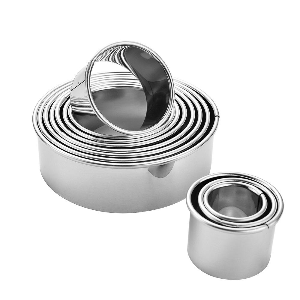 11-Piece Round Cookie & Cake Mold Set - Stainless Steel Mousse Rings & Fondant Cutters