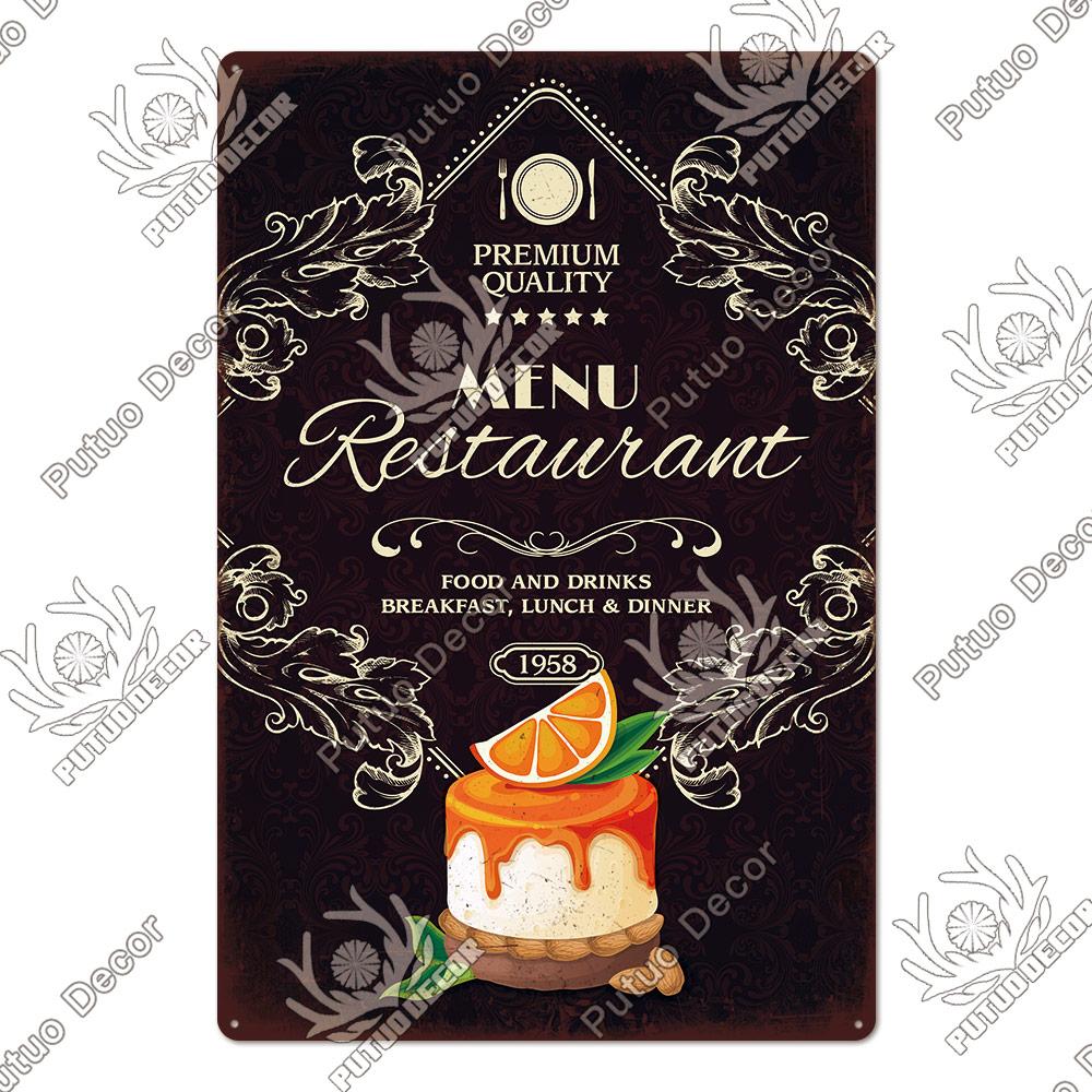 Putuo Decor Donuts Dessert Vintage Plaque Metal Plate Tin Sign Wall Art Decor Retro Poster for Kitchen Cafe Home Iron Painting