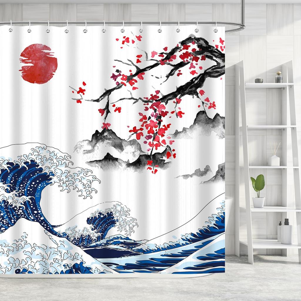 Rustic Floral Shower Curtain 72x72, Farmhouse Vintage Wood Plank Bathroom Decor, Waterproof Fabric Curtain with 12 Hooks