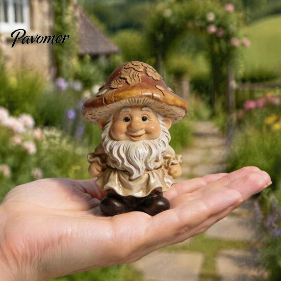 Niedliche Wichtelskulptur für Blumentöpfe, Pilzkappen-Statue, Harz-Gartenfigur, Retro Einzigartiges Einweihungsgeschenk Gärtner Terrasse Hof Innen