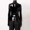 Women's European & American Mirror Leather Nightclub Zipper T-Shirt