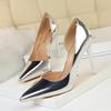 Sexy Damen Pumps Lackleder Hohe Absätze Party Urlaubsstil Einzelne Schuhe Absätze Stiletto Damenschuhe Hochzeitsschuhe Tacones