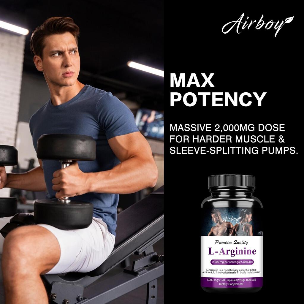 High-purity L-Arginine, 2000mg per serving, daily amino acid supplement for adults.