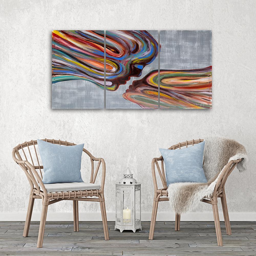 Třídílný obraz na plátně Líbání tváře