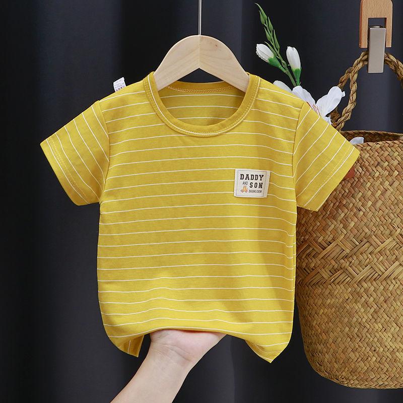 

Детская полосатая футболка с короткими рукавами. Шелковая футболка для мальчиков. Сплошной топ для девочек. Полосатый укороченный топ. Детская футболка с короткими рукавами. Повседневная рубашка. 90