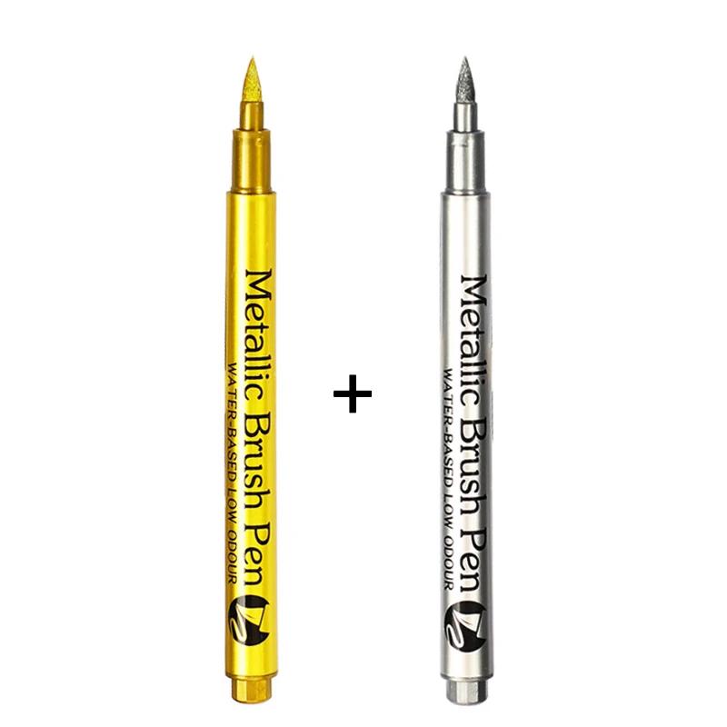 Złoty Srebrny Metaliczny Marker Wodoodporny Trwały Marker do Malowania Kamienia, Kubka, Ceramiki, Szkła DIY Materiały Malarskie