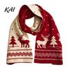 Decorative Festive Winter Scarf Knitted for Women, Reversible Fair Isle Snowflake Reindeer Thermal Wind Resistant Scarf, Soft Warm Long Wrap Christmas