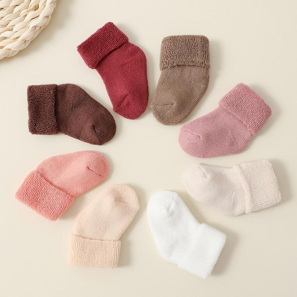 Thickened Warm Newborn Baby Terry Socks - Candy Colors for Autumn/Winter