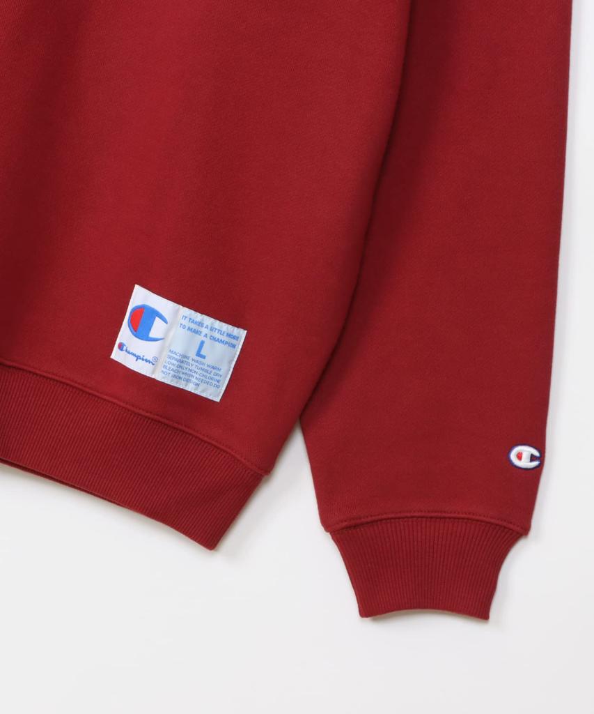 Sweat-shirt à manches longues en coton USA LooseFit avec logo One Point et col ras du cou, style Action, bordeaux [Champion] C3-Y034 pour homme