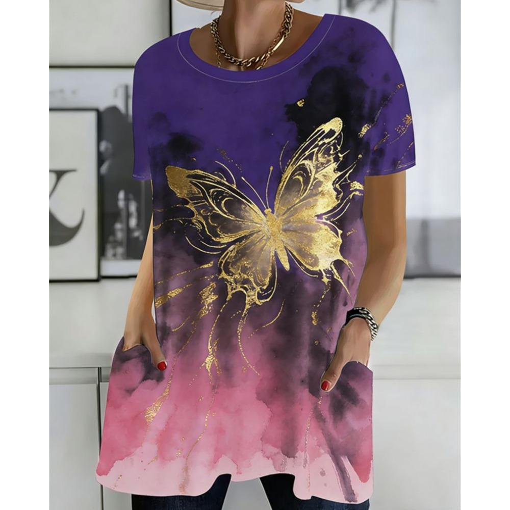 2026 Neues Sommer-T-Shirt mit kurzen Ärmeln, 3D-bedrucktes T-Shirt mit Tasche, Lässig und Modisch, Übergröße T-Shirt