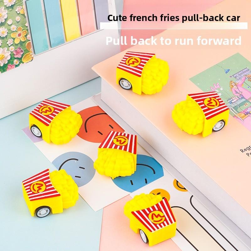 Creative Plastic Mini French Fries Rebound Racing Car Toy For Play Toddler