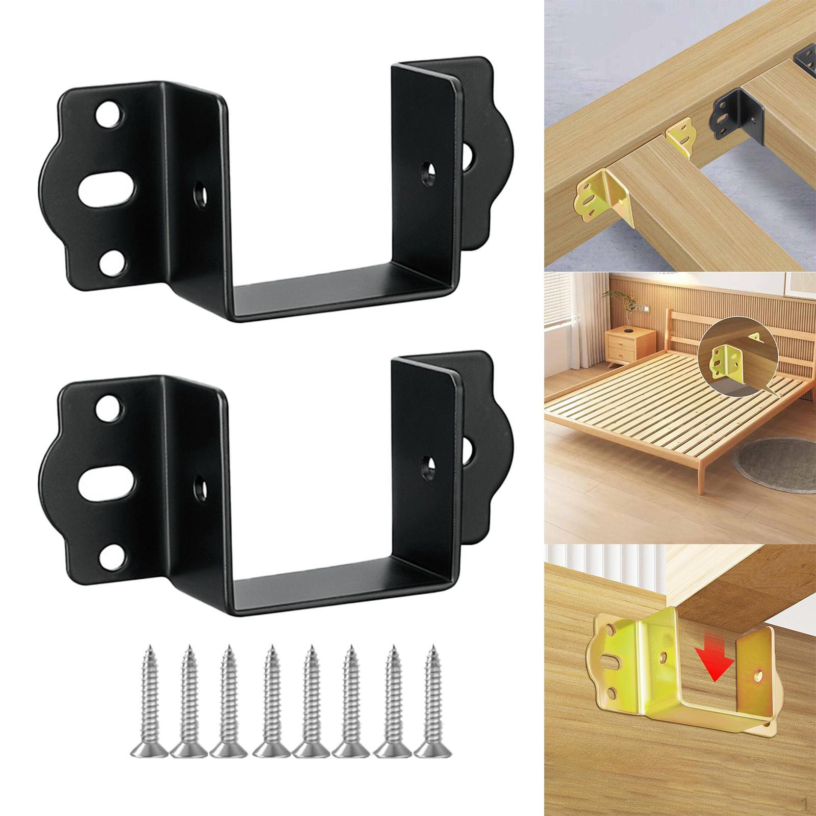 

2 Pieces Bed Rail Fittings Frame Brackets Supplies for Bunk Beds Headboard Professional Easy чёрный