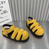 European Thick-soled Bag Head Roman Sandals Women's 2025 Summer New Muffin Bottom Retro Woven Hollow Pig Cage Shoes