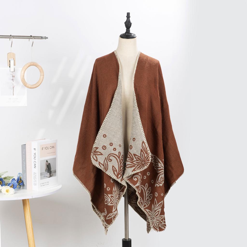 Double-Sided Cloak, Ethnic Style Pattern Shawl, High-End Wear, Women Wear Warm Shawl Jacket On Both Sides