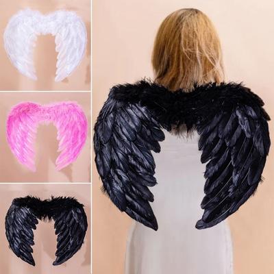 Soft White Feather Wings Black Handmade Cosplay Little Wings Party Props Angel Wings Halloween