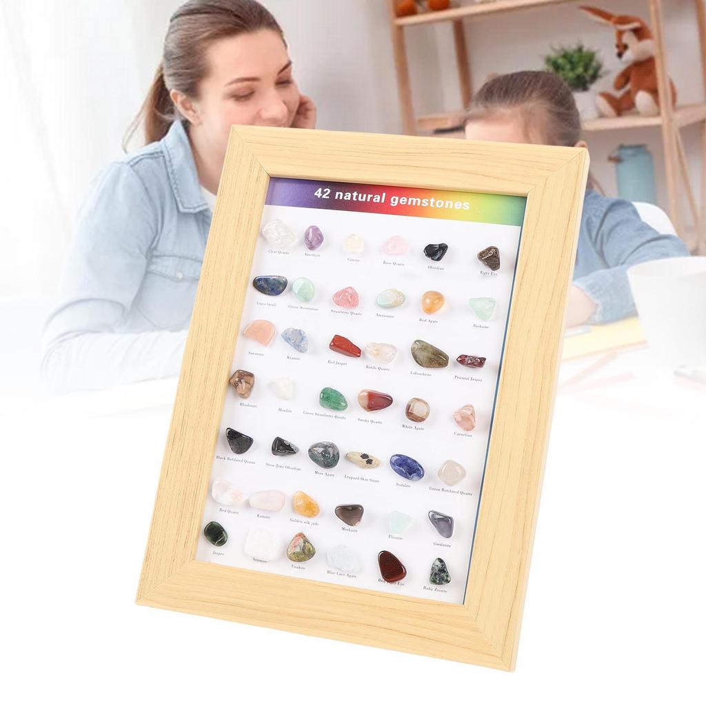 Rocks Collection Set 42 Types Multlfunctional Geography Gemstones and Crystals Set for Education