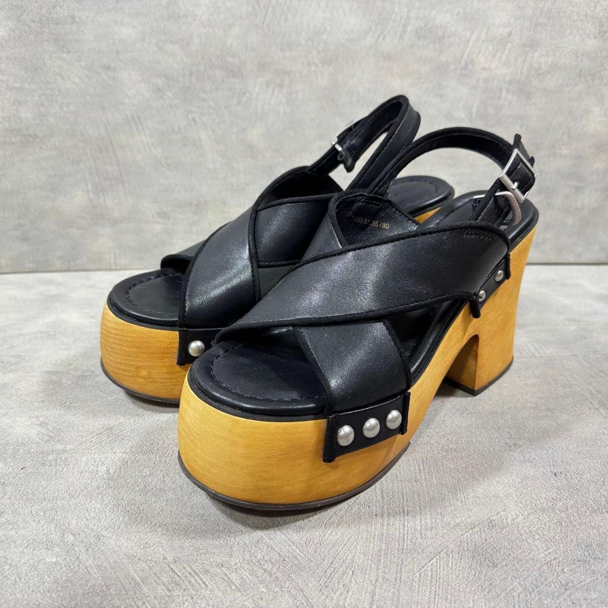 MOUSSY CROSS BAND WOOD SOLE sandals 23.5cm