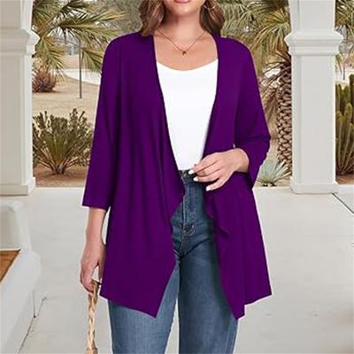 Damen Herbst- und Wintermode Lässiger einfarbiger mittellanger Cardigan-Jacke mit langen Ärmeln